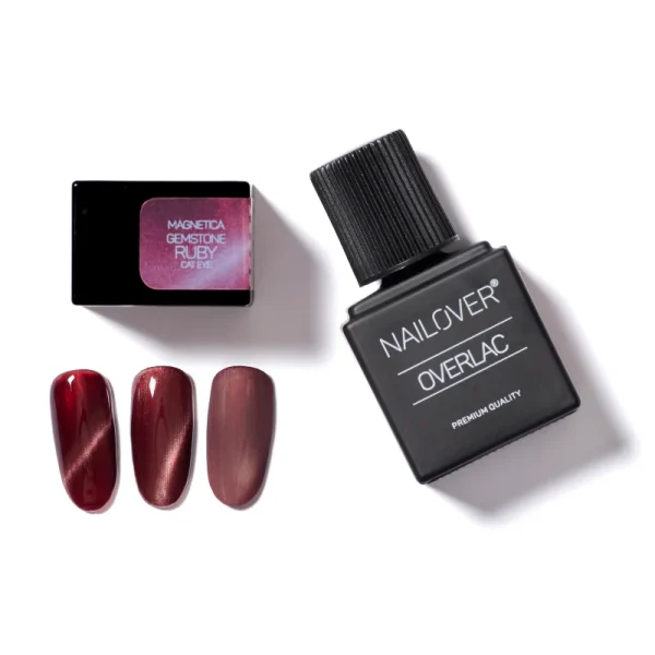 OVERLAC Gél Lakk “MAGNETICA” RUBY CAT EYE – 12ml (HEMA MENTES)